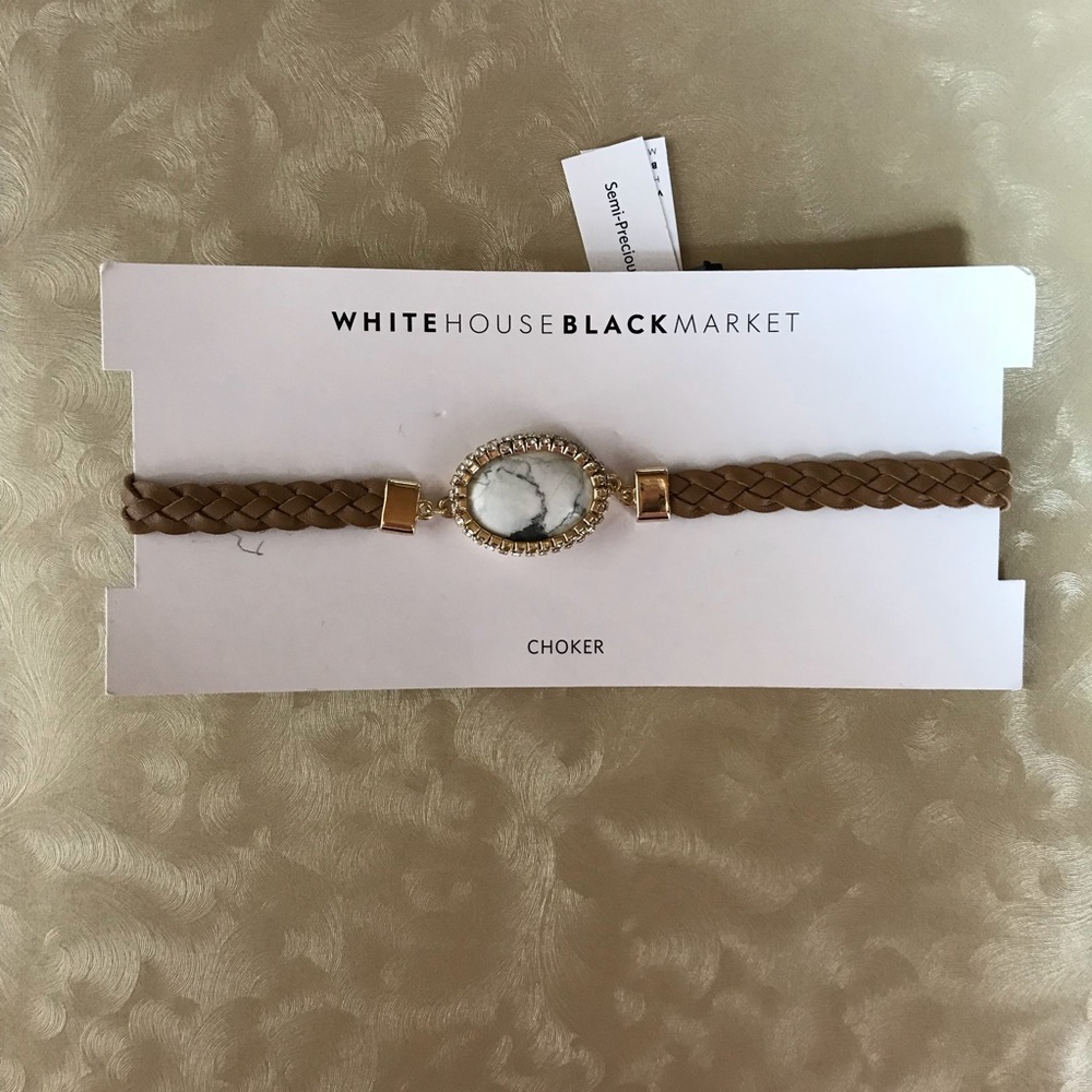 White House Black Market Leather Choker Necklace